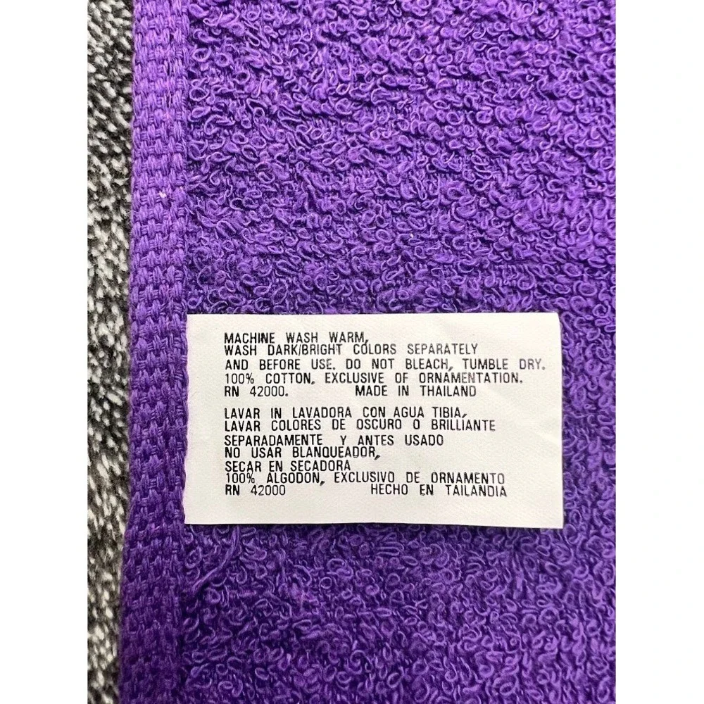 Vintage Holiday Hand Towel Set Joyeux Noel Green & Joy Purple Fringed Terry